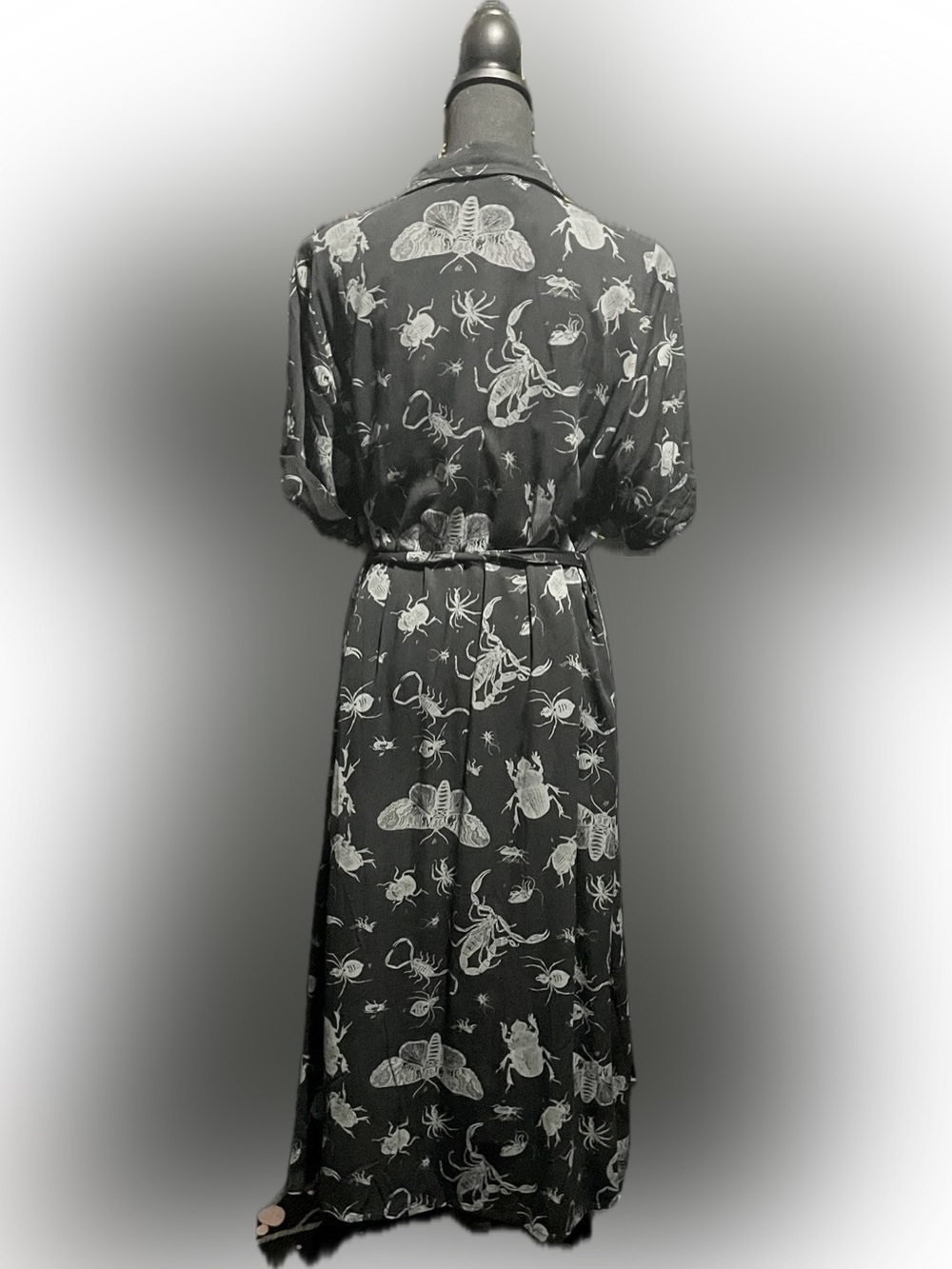 Disturbia Parasite Bugs Black Button-Front Midi Dress - Picture 7 of 8